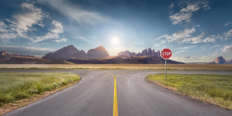 crossroads at sunset