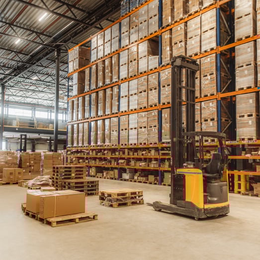 a forklift within a warehouse
